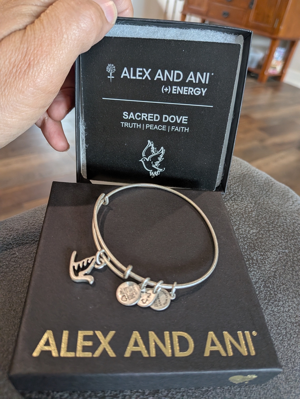 Alex and Ani Silver Sacred Dove Expandable Bangle Bracelet - Silver